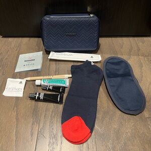 Missoni Exclusive Delta One Amenity Kit Blue Leather Travel Case Cosmetic Bag